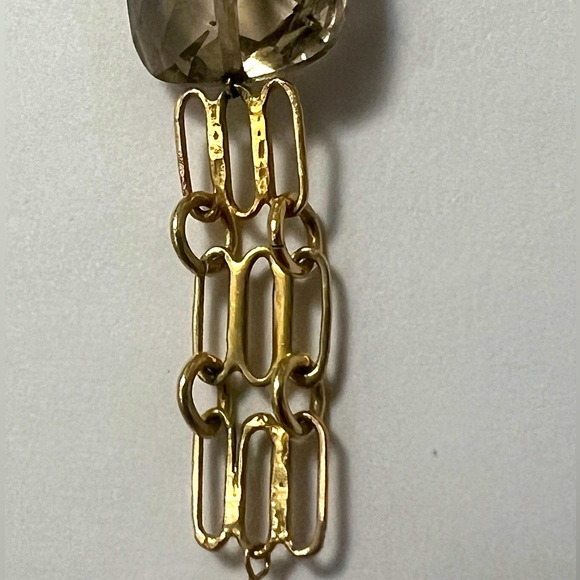 14k Gd Earrings - Quartz & Amethyst Three Oval Square - Picture 3 of 5